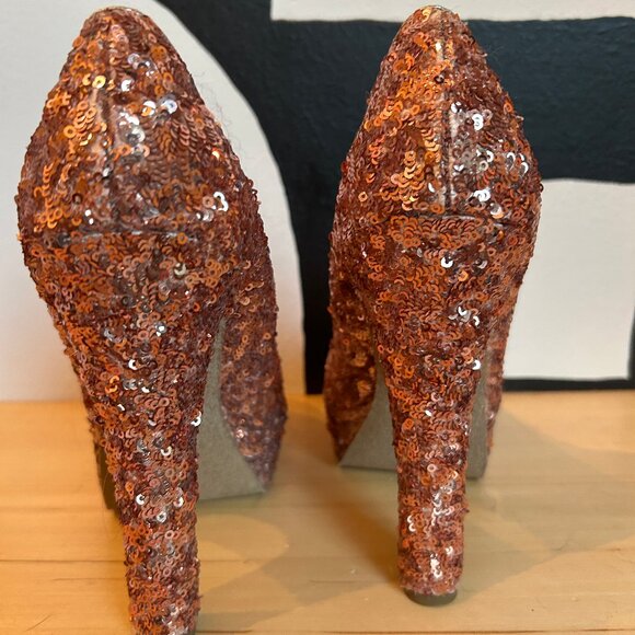 Steve Madden Rose Gold Sequin Platform Heels - Picture 4 of 5